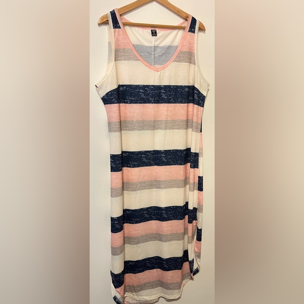 SHEIN Pink and Blue Sleeveless Sundress